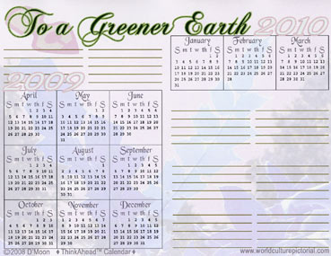 TimeAhead Calendar: To a Greener Earth; April 2009 - October 2010 (#03)