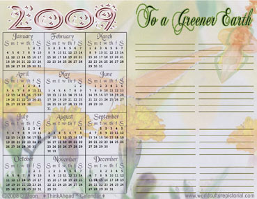 TimeAhead Calendar: To a Greener Earth; January 2009 - December 2009 (#01)