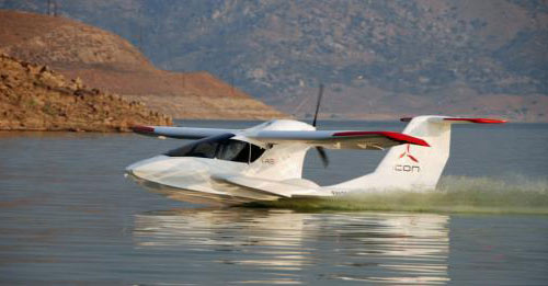 The plane that also swims is shown during a test run on Lake Isabella (Kern County) early this month