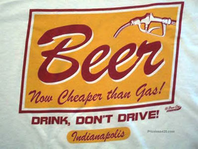 Banner: Beer now cheaper than Gas! Drink, don’t drive!