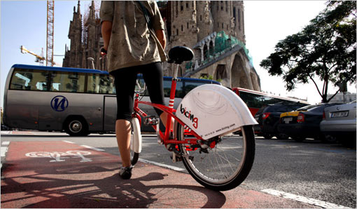 a customer of Bicing, Barcelona’s bicycle-sharing program. For a yearly fee of about $30, each user receives an electronic card that can be used to check out and return bicycles from 375 stands scattered about the city