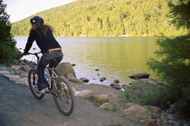 riding bicycle in Acadia National Park, Bar Harbor, Maine