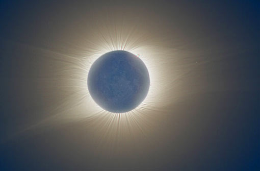 during a total solar eclipse, the Sun's extensive outer atmosphere, or corona, is an inspirational sight