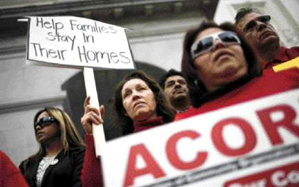 Rally in Sacramento yesterday to ask California lawmakers to stop home foreclosures and help modify loans