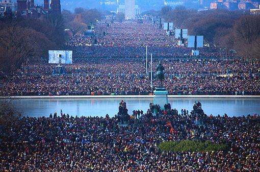 over a million people gathered on the National Mall for the Inauguration 