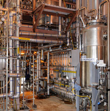 insides of a new cellulosic ethanol plant that converts agricultural waste into fuel