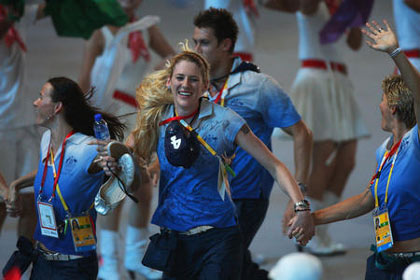 basketball player Lauren Jackson of Australia is pictured during the Closing Ceremony for the Beijing 2008 Olympic Games at the National Stadium on August 24, 2008 in Beijing, China basketball player Lauren Jackson of Australia is pictured during the Closing Ceremony for the Beijing 2008 Olympic Games at the National Stadium on August 24, 2008 in Beijing, China