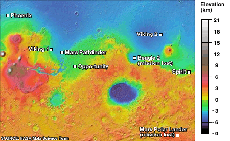 NASA Mars probe Phoenix will land further north than previous missions