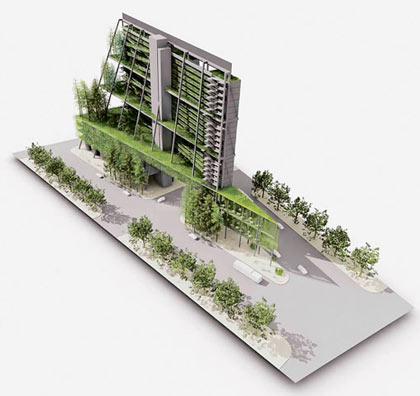The Mithun vertical farm design differs from Dr. Despommier's high-rise concept, but has piqued the interest of officials in Portland, Ore. 'It was pushing the envelope as to how people might live sustainably in the future,' said Bonnie Duncan of Mithun