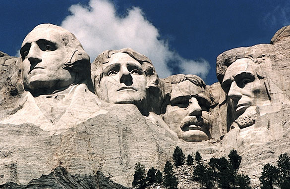 Mount Rushmore: George Washington, Thomas Jefferson, Theodore Roosevelt, and Abraham Lincoln
