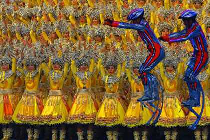dancers and performers at closing ceremony for Beijing 2008 Olympic Games dancers and performers at closing ceremony for Beijing 2008 Olympic Games