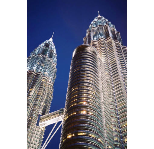 Petronas Towers, Malaysia, completed in 1998 (1,482 ft - 542 m)