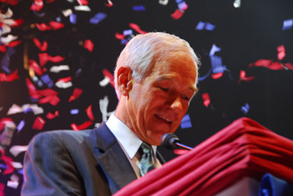 Ron Paul addresses the crowd of 10,000+