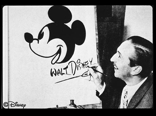 Walt Disney with his most famous creation, Mickey Mouse