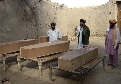 coffins of victims of suspected U.S. missile strike in a Pakistani Village