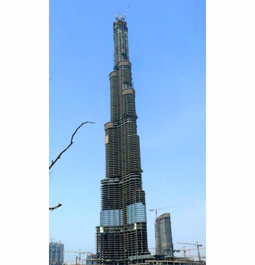 Construction of Burj Dubai during August 2007 - already the world's tallest building