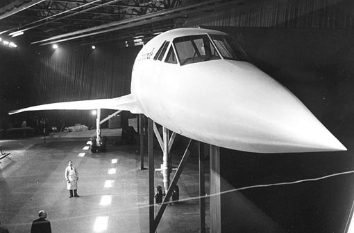 A full scale mock up of the Anglo-French supersonic passenger jet is prepared in Filton, England, for presentation to customer airlines. The seeds for Concorde were sown in the late 1950s when the United Kingdom, France, United States and the Soviet Union first considered developing supersonic transport.
