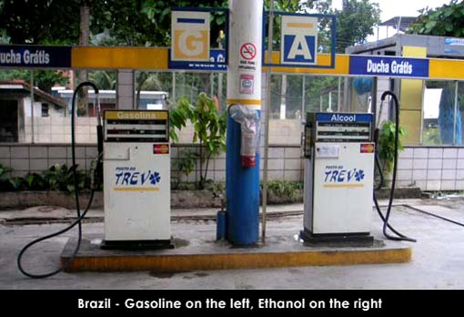 Brazil - Gasoline on left, Ethanol on the right