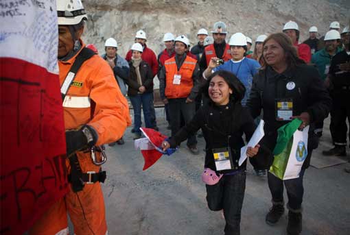 family members joyous to see rescued Chilean miner