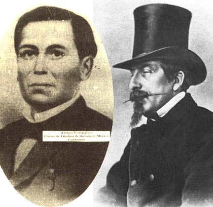 Left: General Ignacio Zaragoza (1829-1862) - born at Bahía del Espíritu Santo, Texas, Zaragoza was educated in Matamoros and the Seminary at Monterrey.  Commanding the Mexican army opposing the French invasion, he defeated French General Count de Lorencez at the battle of Puebla on May 5, 1862; Right: In 1861, Napoleon III plotted to carve out a French empire in Mexico. The French marched on Mexico City, and were defeated at the battle of Puebla (May 5, 1862), setting back Napoleon III’s plans for a year.