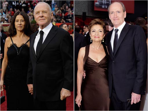 left, Anthony Hopkins and his wife Stella Arroyave; Richard Jenkins and his wife Sharon R. Frederick
