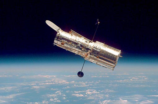 Hubble Telescope orbits at a speed of five miles per second, 353 miles above Earth