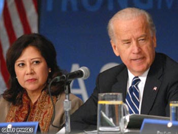 Vice President Joe Biden and Labor Secretary Hilda Solis appear at the meeting of the First Middle Class Task Force Vice President Joe Biden and Labor Secretary Hilda Solis appear at the meeting of the First Middle Class Task Force