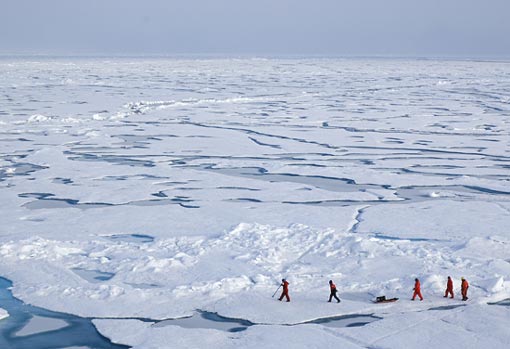 In the summer of 2005, a WHOI research team, led by John Kemp and Rick Krishfield, surveyed floes in the Beaufort Sea in search of ice thick enough for deployment of an ice-tethered profiler. WHOI scientists have been deploying instruments and making observations near both Poles for decades, but special efforts are being made this year as part of the International Polar Year. Today is the third International Polar Day and the mid-way point in the global effort.