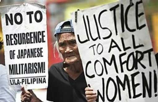 Former Filipino “comfort woman” Piedad Nobleza, 86, outside Japanese Embassy in suburban Manila