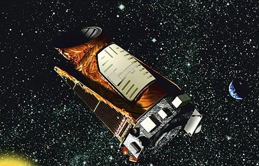 this artist rendition provided by NASA shows the Kepler space telescope. Kepler is designed to search for Earth-like planets in the Milky Way galaxy