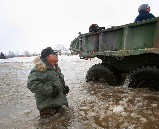 National Guard truck in flooded North Dakota