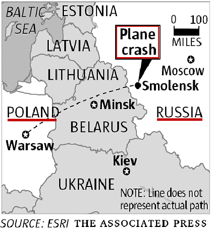 Polish president & top officials killed in plane crash at Smolensk, Russia