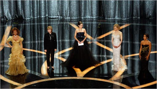 Sophia Loren, left, Shirley McLain, Marion Cotillard, Nicole Kidman and Halle Berry presented the best actress award, which went to Kate Winslet for The Reader