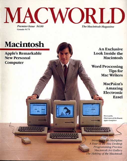 Steve Jobs on Macworld cover in 1984.