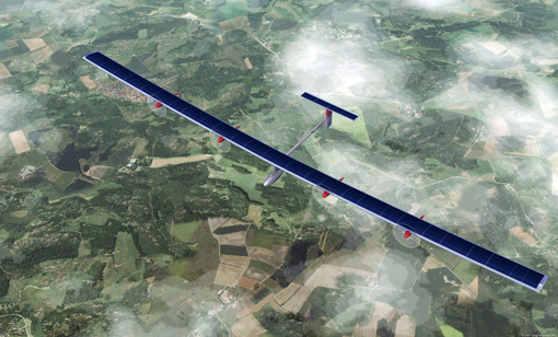 solar powered plane. Swiss solar-powered plane,