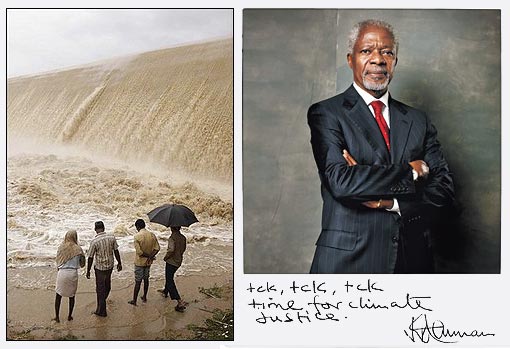 Right: Kofi Atta Annan, the 7th Secretary-General of United Nations from 1997 to 2007, and the UN were co-recipients of 2001 Nobel Peace Prize; Left: Overflowing dam in Dindi, India, Oct. 1, 2009. Torrential rains destroyed hundreds of homes and caused heavy flooding, forcing thousands to flee to higher ground. The late monsoon flooding also damaged roads and inundated rice crops over an area of nearly 120 square miles. Right: Kofi Atta Annan, the 7th Secretary-General of United Nations from 1997 to 2007, and the UN were co-recipients of 2001 Nobel Peace Prize; Left: Overflowing dam in Dindi, India, Oct. 1, 2009. Torrential rains destroyed hundreds of homes and caused heavy flooding, forcing thousands to flee to higher ground. The late monsoon flooding also damaged roads and inundated rice crops over an area of nearly 120 square miles.
