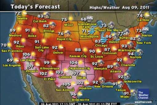 record heatwave in US: summer 2011