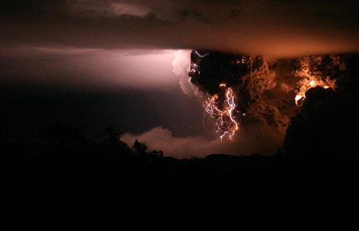 Carlos F Gutierrez won first prize of the Nature Singles category of the 2008 World Press Photo of the Year contest with this photo of Chaiten volcano eruption, Chile