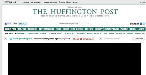 Huffington Post joins SOPA strike