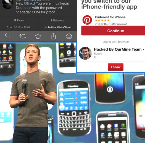  Mark Zuckerberg's Pinterest, LinkedIn, Twitter and Instagram accounts were hacked
