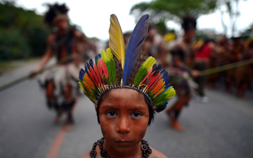 The Future We Want? child of native people at Rio +20 Summit in Brazil