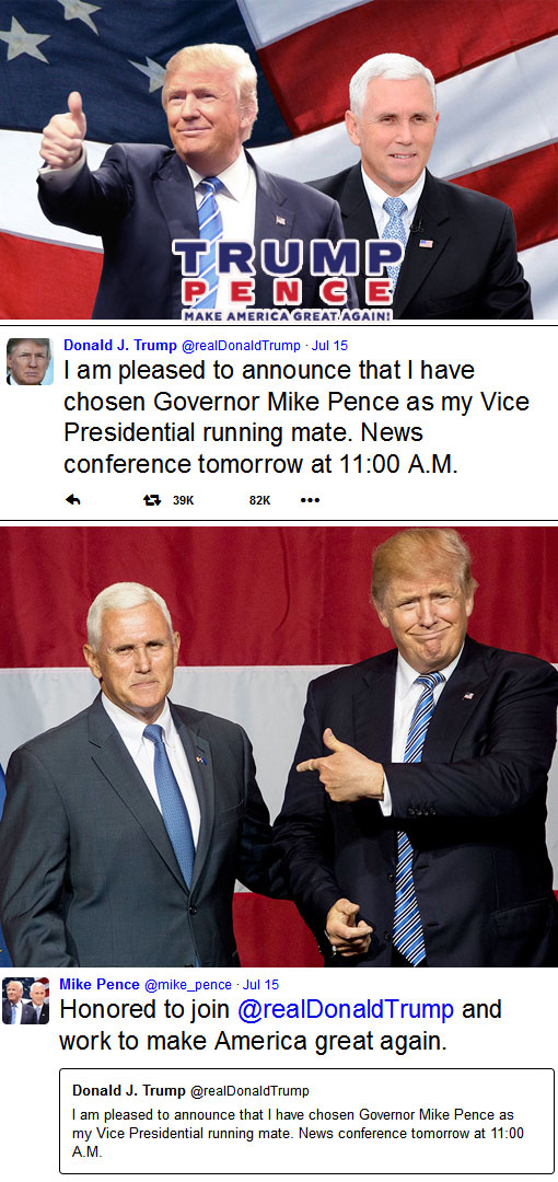 Donald Trump picks Mike Pence as running mate for 2016 election