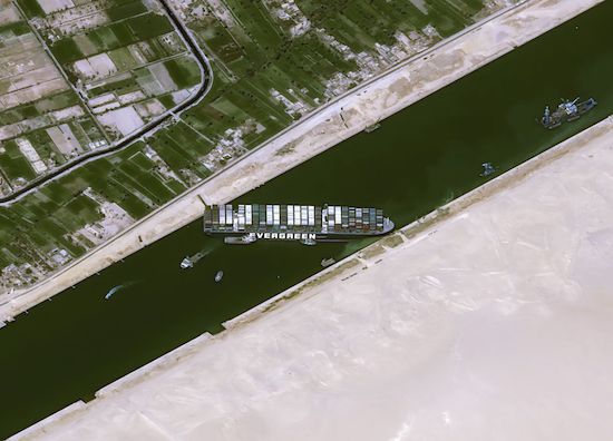 1,300-foot 220,000-ton giant cargo ship blocking Suez Canal for nearly a week finally freed with a little help from the moon